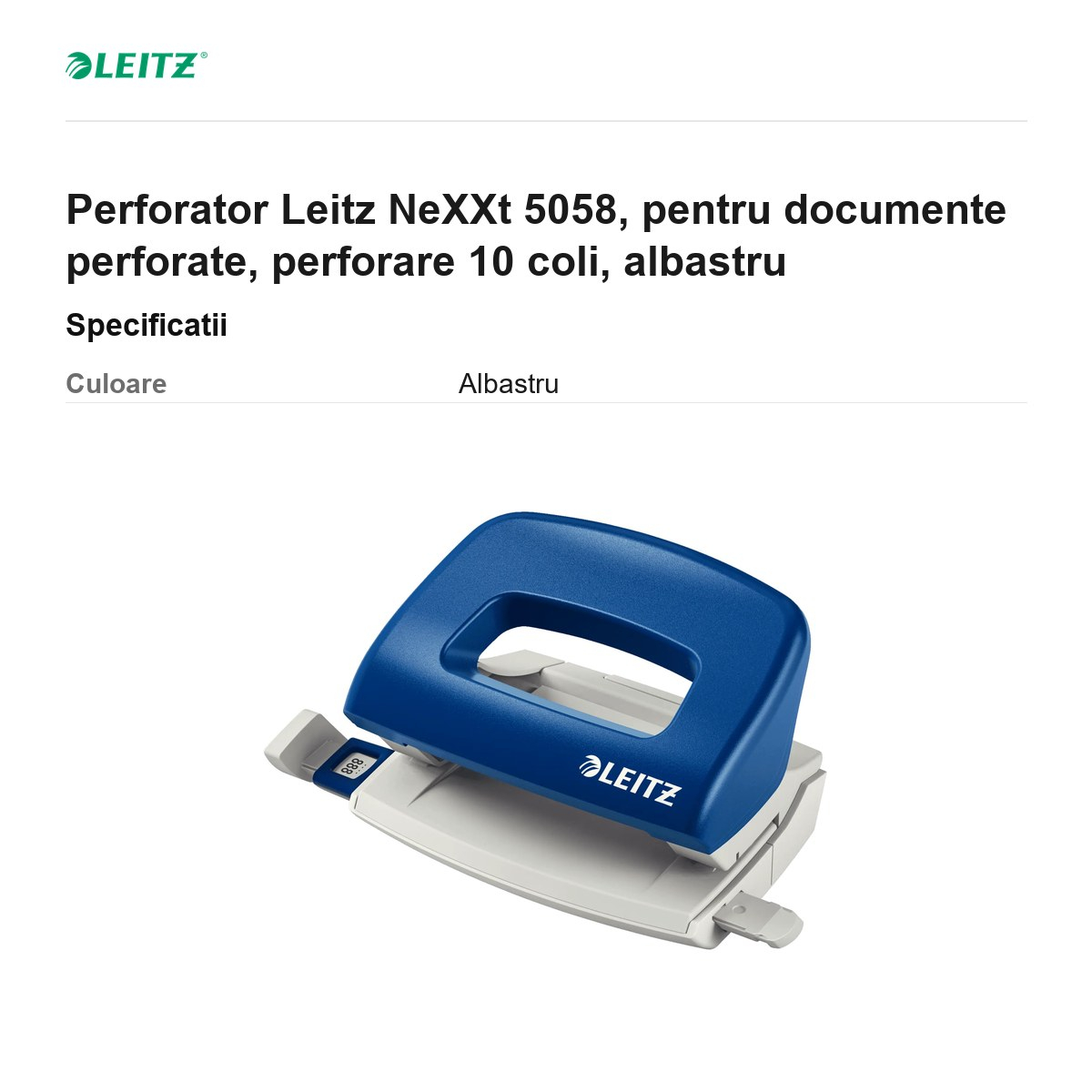 Perforator Leitz NeXXt 5058, pentru documente perforate, perforare 10 coli, albastru [3]