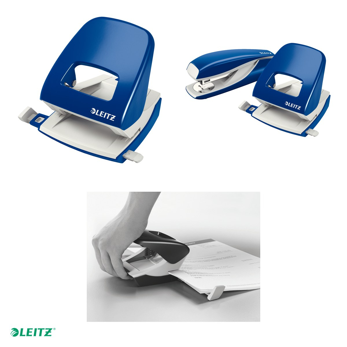 Perforator metalic Leitz 5008 NeXXt Series, perforare 30 coli, pentru documente perforate, albastru [4]