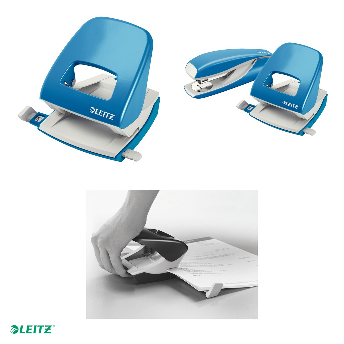 Perforator metalic Leitz 5008 NeXXt Series, perforare 30 coli, pentru documente perforate, albastru deschis [4]