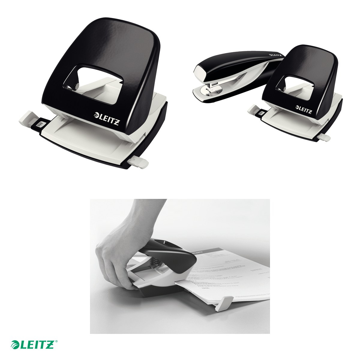 Perforator metalic Leitz 5008 NeXXt Series, perforare 30 coli, pentru documente perforate, negru [4]