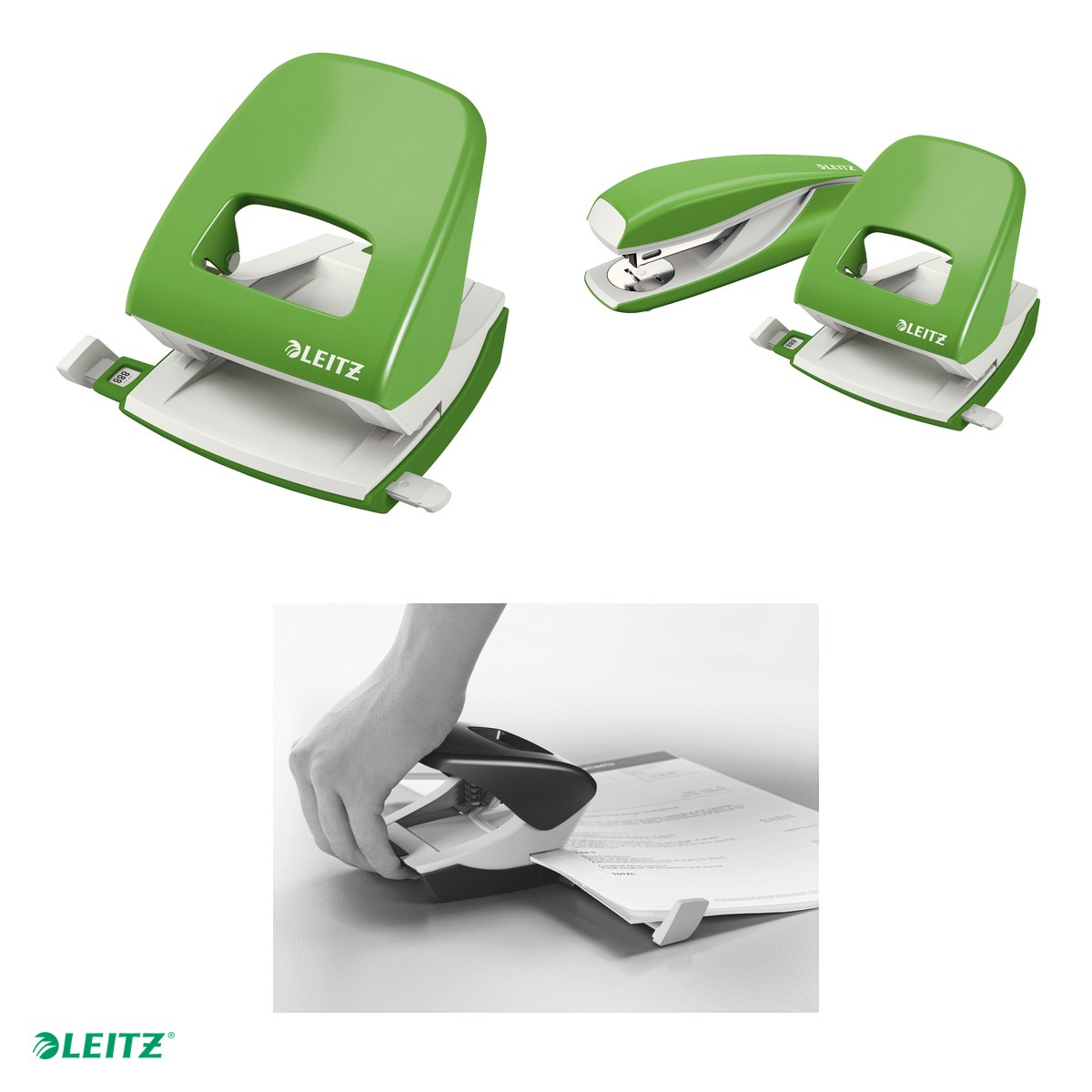Perforator metalic Leitz 5008 NeXXt Series, perforare 30 coli, pentru documente perforate, verde deschis [4]