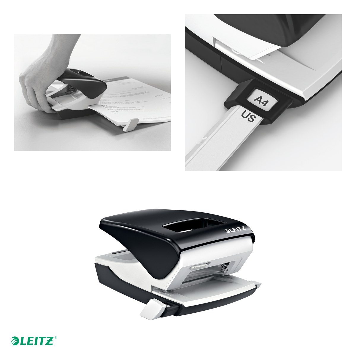 Perforator metalic Leitz 5138 NeXXt Series, perforare 40 coli, pentru documente perforate, negru [5]
