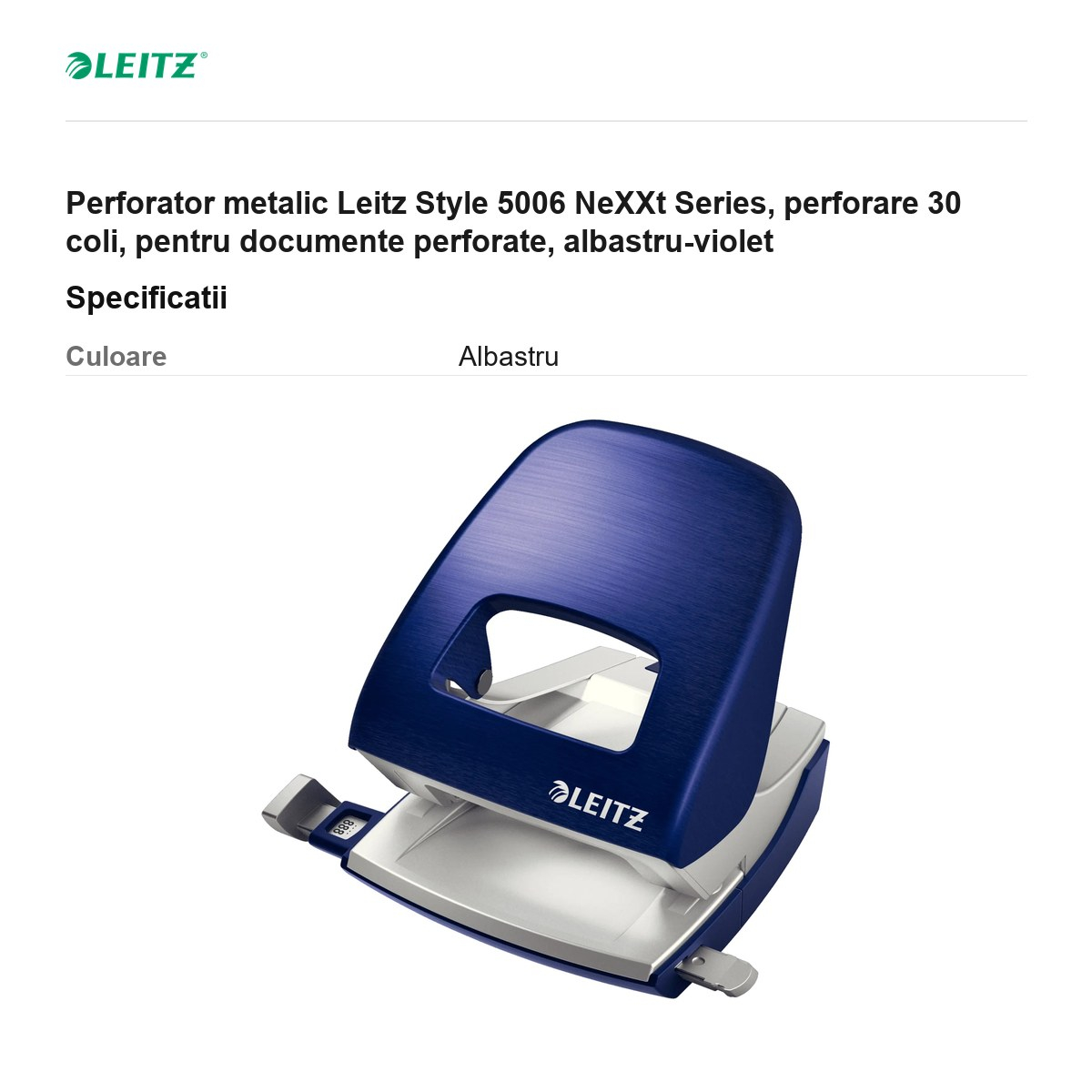 Perforator metalic Leitz Style 5006 NeXXt Series, perforare 30 coli, pentru documente perforate, albastru-violet [3]