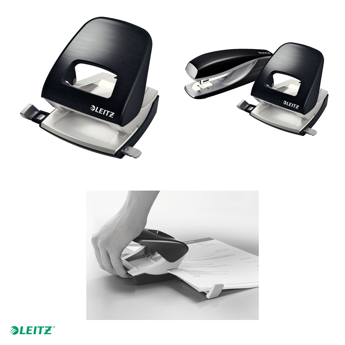 Perforator metalic Leitz Style 5006 NeXXt Series, perforare 30 coli, pentru documente perforate, negru Satin [4]