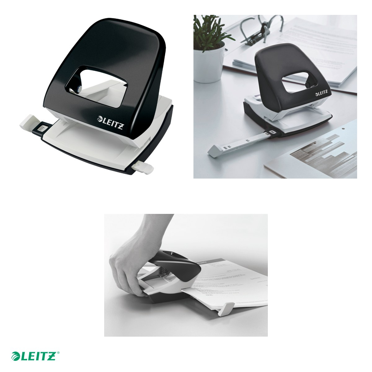 Perforator metalic Leitz WOW 5008 NeXXt Series, perforare 30 coli, pentru documente perforate, negru [4]