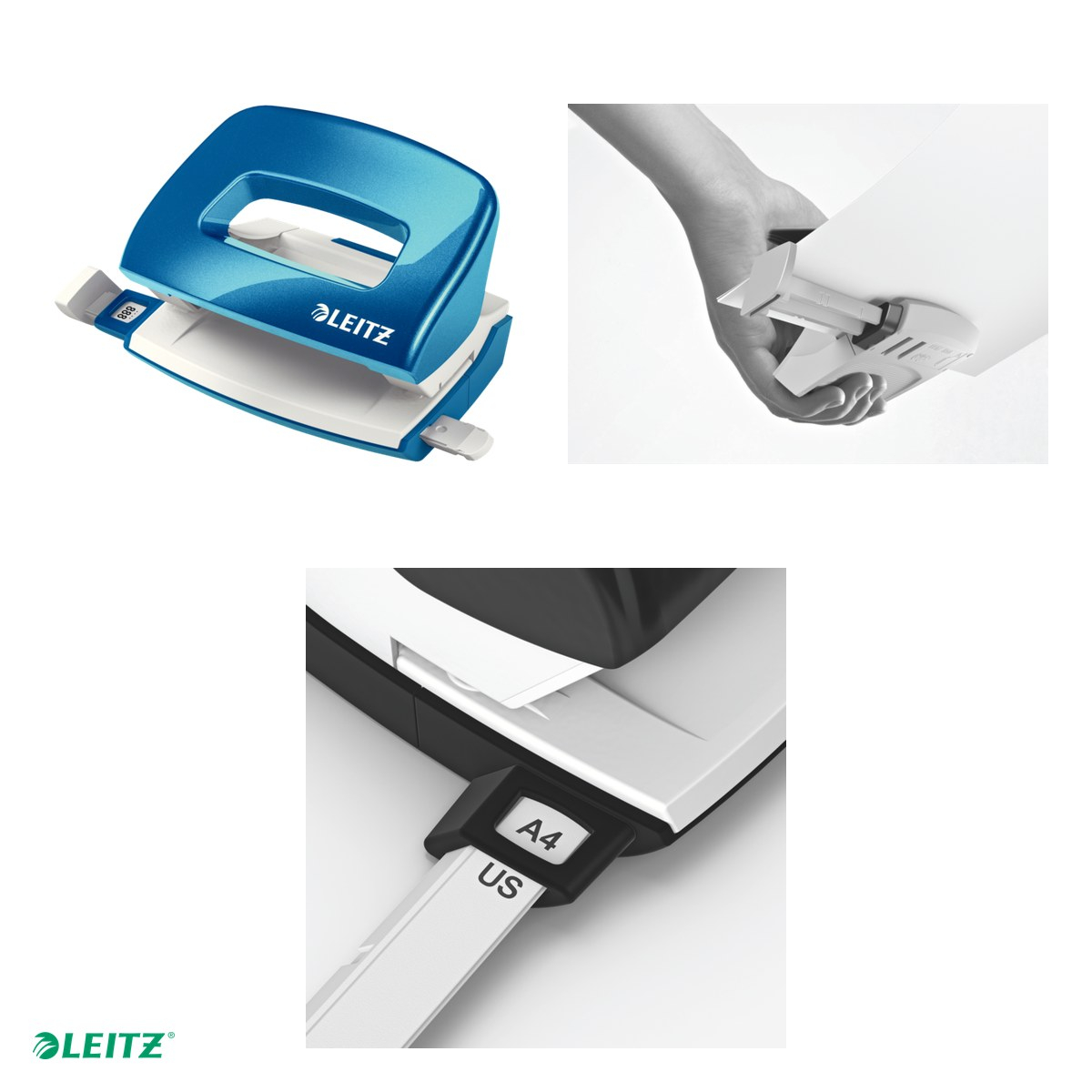 Perforator metalic Leitz WOW 5060 MINI NeXXt Series, perforare 10 coli, albastru [4]