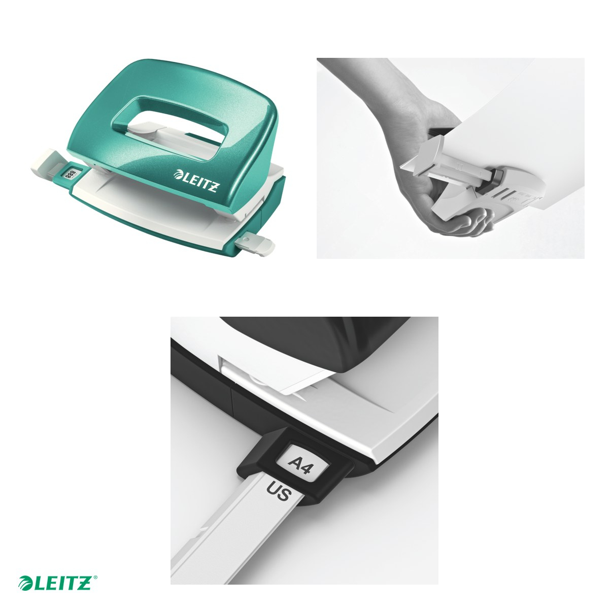 Perforator metalic Leitz WOW 5060 MINI NeXXt Series, perforare 10 coli, turcoaz [4]