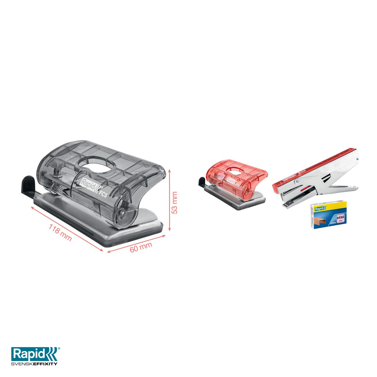 Perforator mic Rapid Colour'Breeze FC5, 2 perforatii, 10 coli, corai [5]