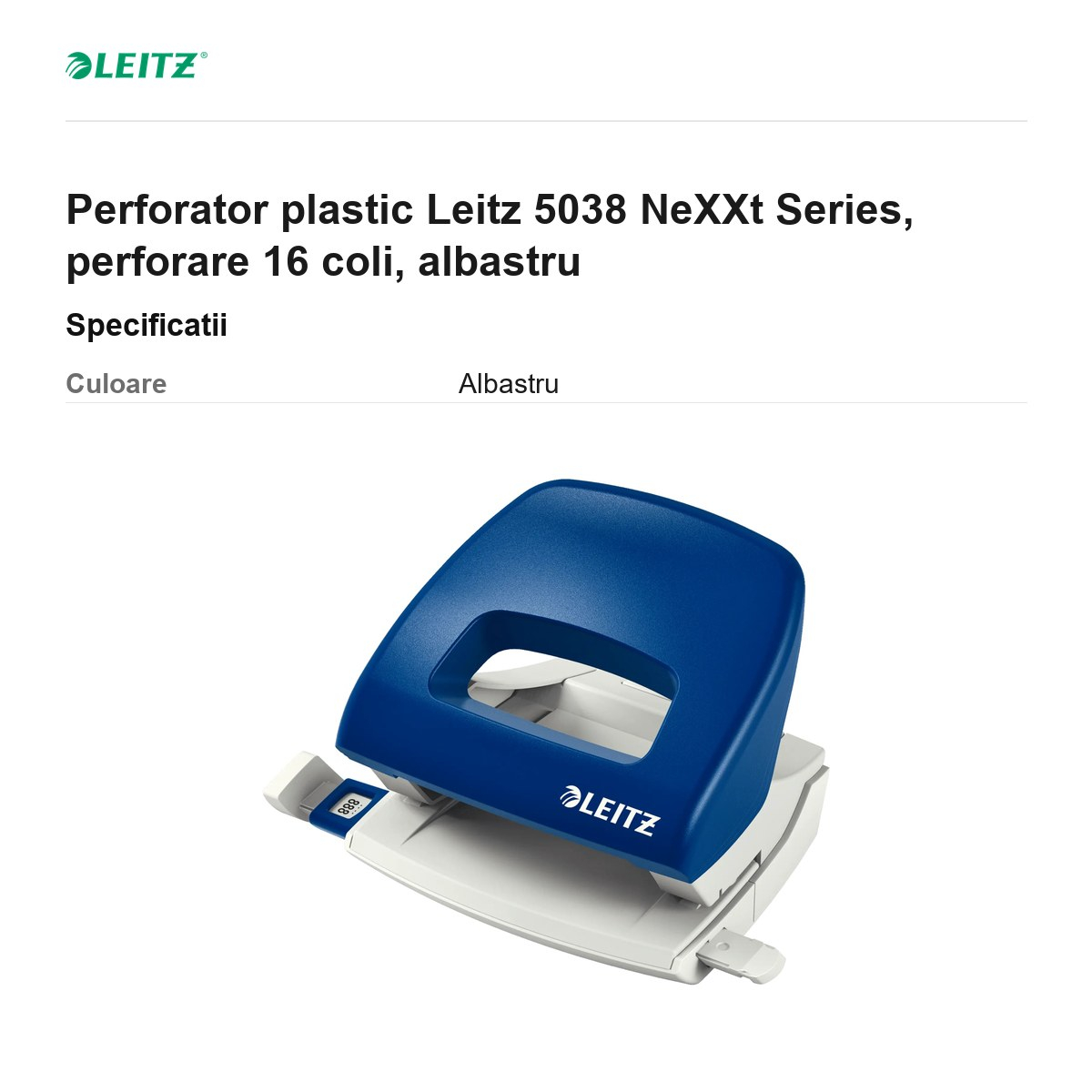 Perforator plastic Leitz 5038 NeXXt Series, perforare 16 coli, albastru [3]