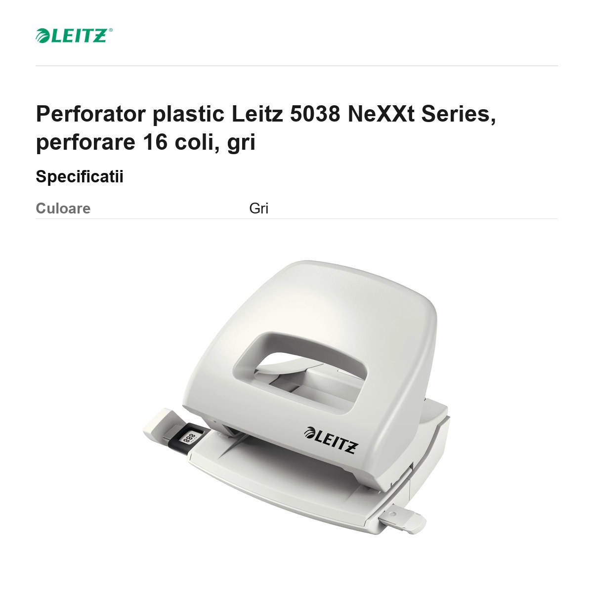 Perforator plastic Leitz 5038 NeXXt Series, perforare 16 coli, gri [3]