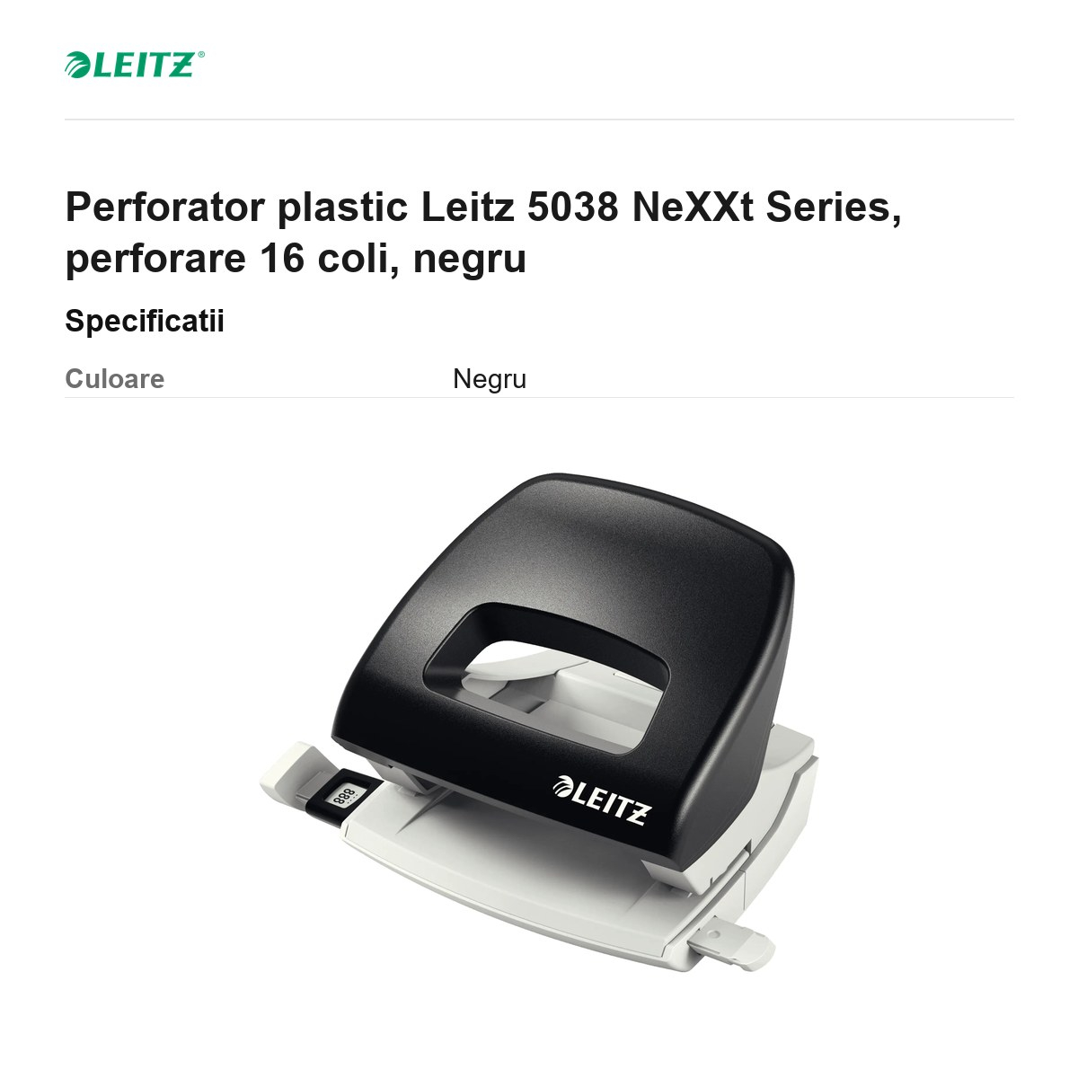 Perforator plastic Leitz 5038 NeXXt Series, perforare 16 coli, negru [3]