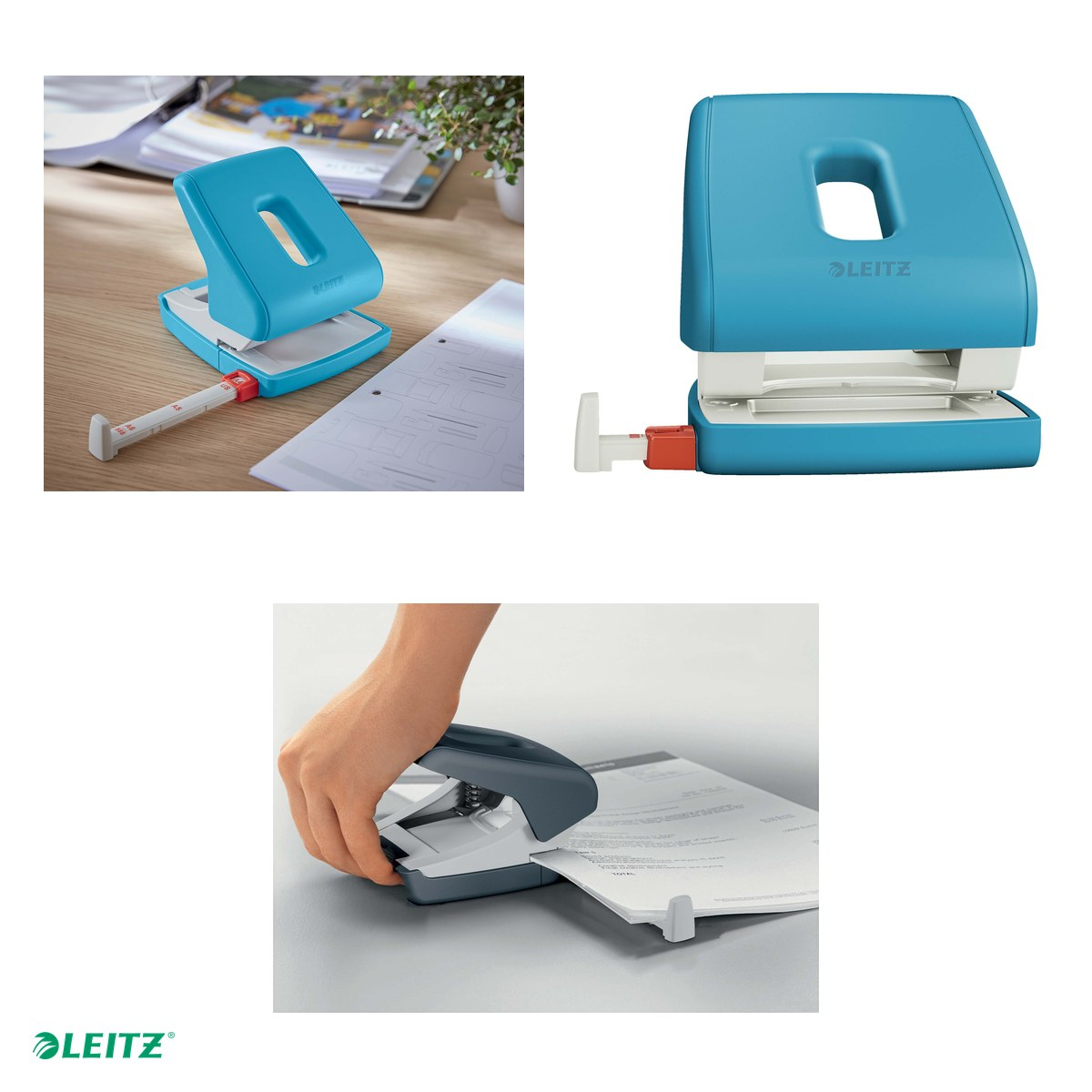 Perforator plastic Leitz Cosy 5004, pentru documente perforate, perforare 30 coli, albastru Celest [5]