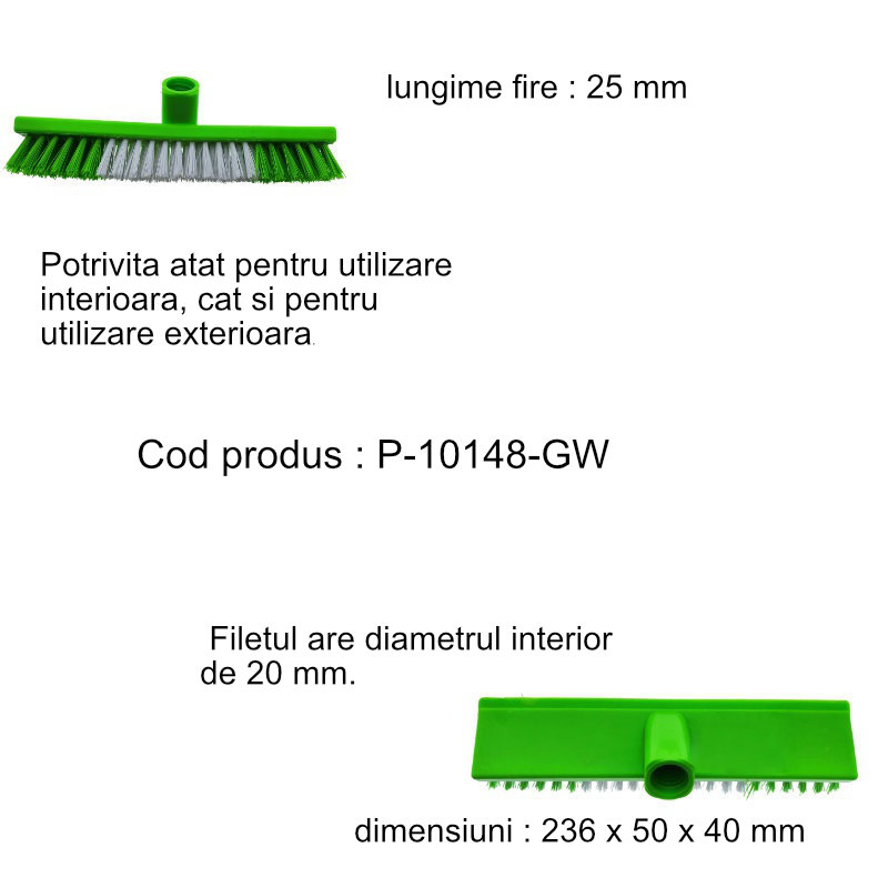 Perie covoare, cu filet 20mm, lungime 260mm, verde cu alb [12]