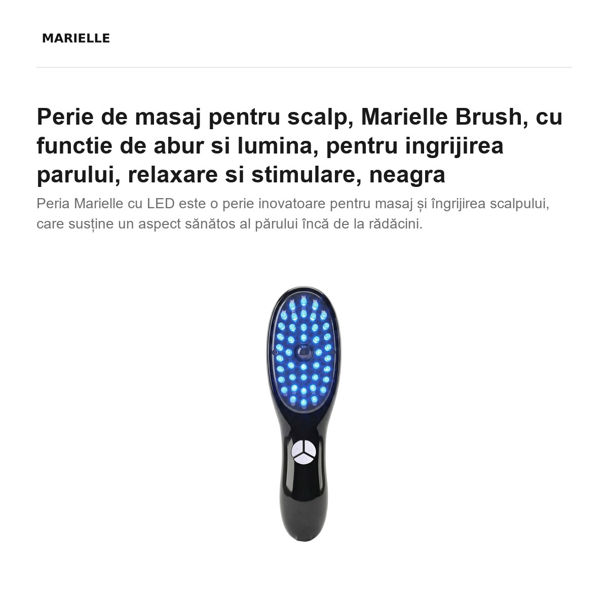 Perie de masaj pentru scalp, Marielle Brush, cu functie de abur si lumina, pentru ingrijirea parului, relaxare si stimulare, neagra [2]