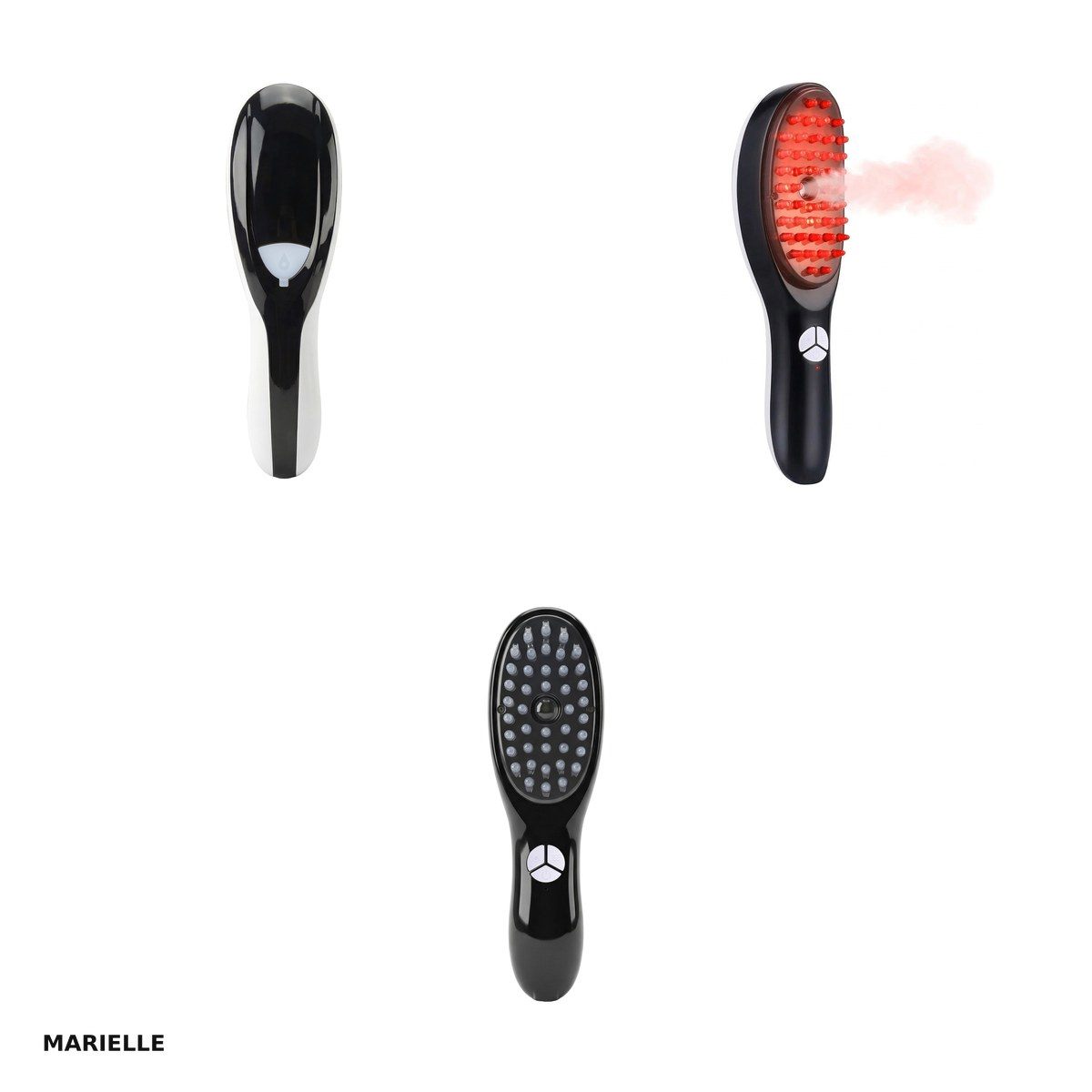 Perie de masaj pentru scalp, Marielle Brush, cu functie de abur si lumina, pentru ingrijirea parului, relaxare si stimulare, neagra [4]