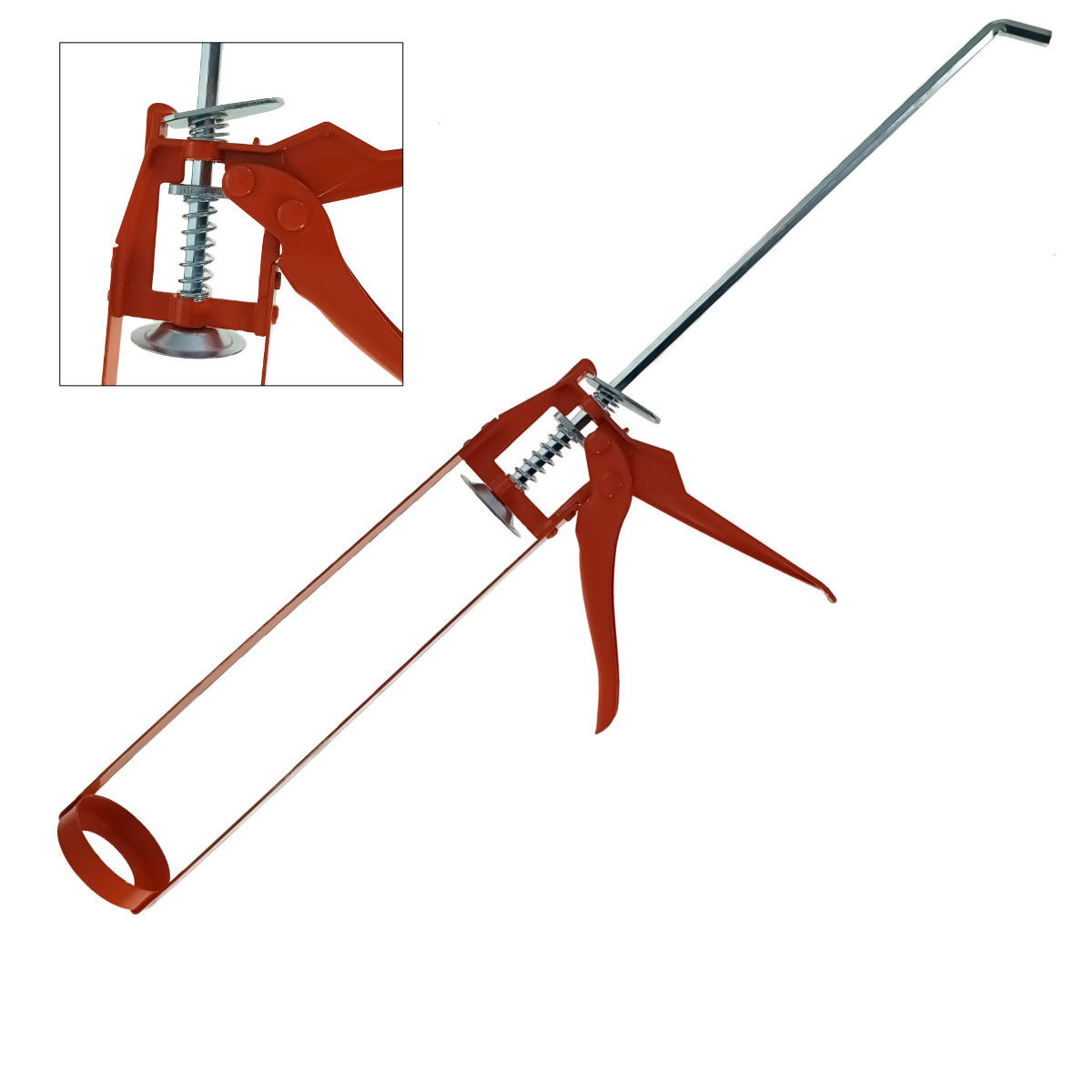Pistol pentru tuburi de silicon, FS-11031, 2 tije, din metal, rosu [2]