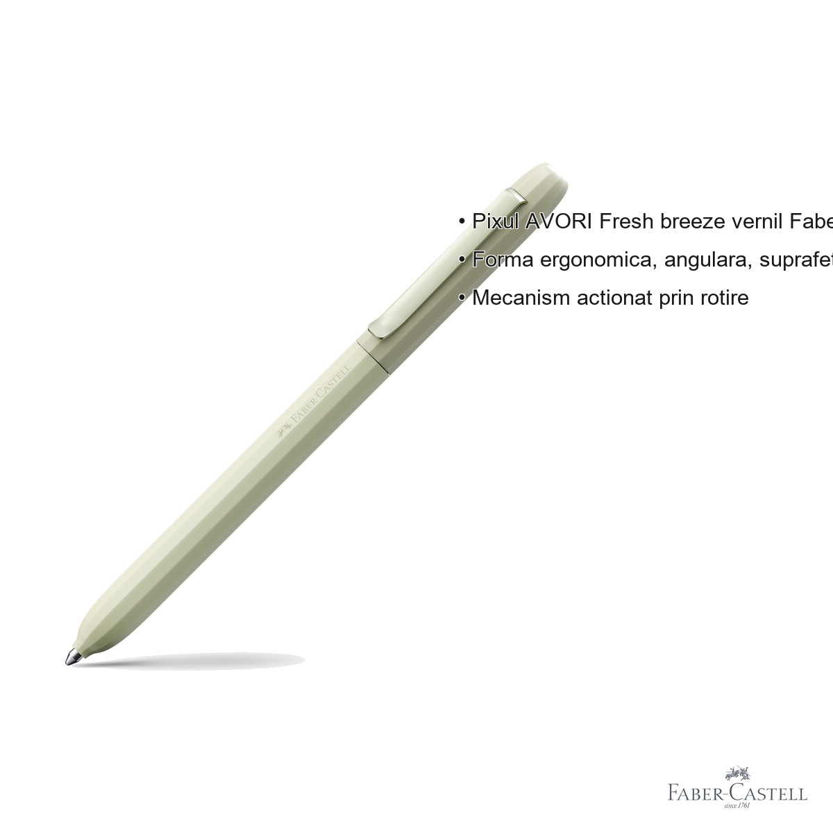 Pix Faber-Castell Avori Fresh Breeze Vernil, mina albastra XB, mecanism rotativ, din plastic reciclat [3]