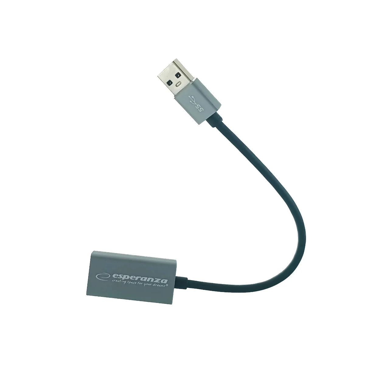 Placa de retea  Esperanza 95883, USB 3.0 tata la RJ-45 mama, adaptor Ethernet, internet 10/100/1000 Mbit/s, cablu 18 cm, gri [3]