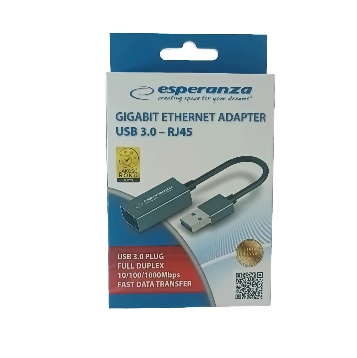 Placa de retea  Esperanza 95883, USB 3.0 tata la RJ-45 mama, adaptor Ethernet, internet 10/100/1000 Mbit/s, cablu 18 cm, gri [4]