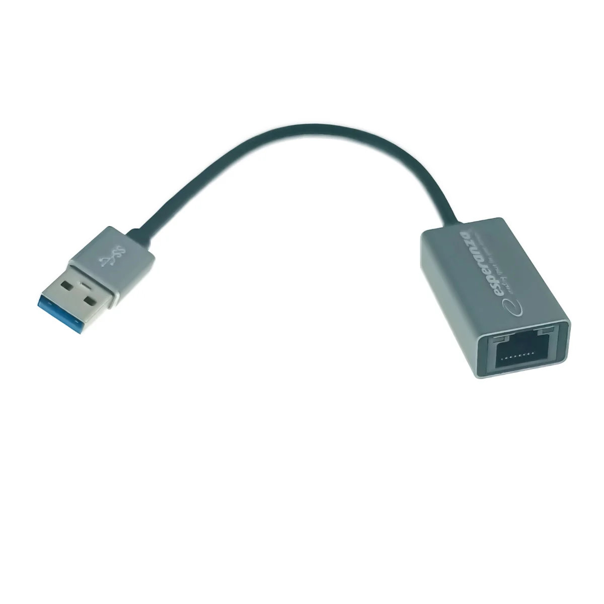 Placa de retea  Esperanza 95883, USB 3.0 tata la RJ-45 mama, adaptor Ethernet, internet 10/100/1000 Mbit/s, cablu 18 cm, gri [1]