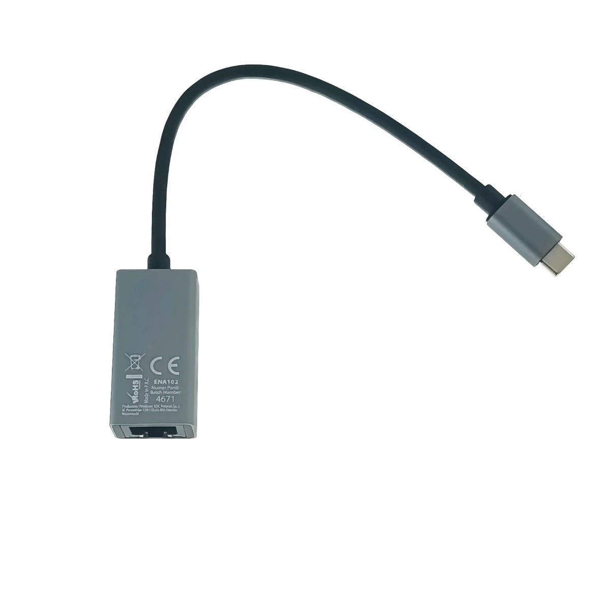 Placa de retea Esperanza 95884, RJ-45, 10/100/1000 Mbit/s, cu adaptor USB-C, cablu 18 cm, gri [2]