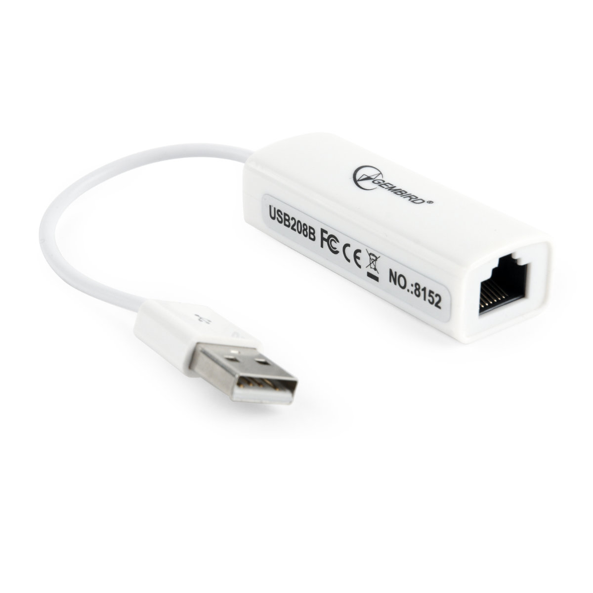 Placa de retea Gembird 09675, USB 2.0 tata la RJ-45 mama, adaptor LAN Ethernet, internet 10/100 Mbps, alb [7]