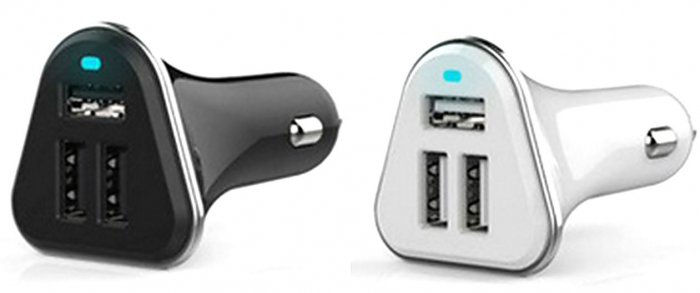 PLATINET CAR CHARGER 3XUSB 5.2A + microUSB cable 1m white [43722] [4]