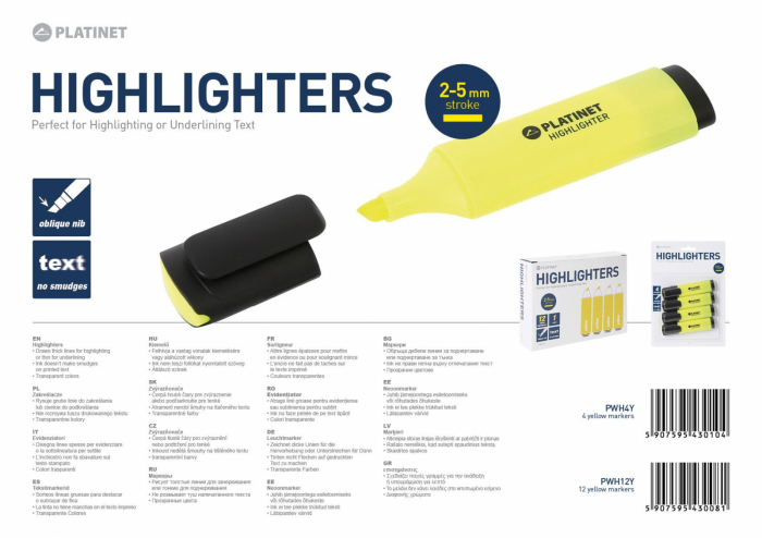 PLATINET HIGHLIGHTERS YELLOW 4 PCS [5]