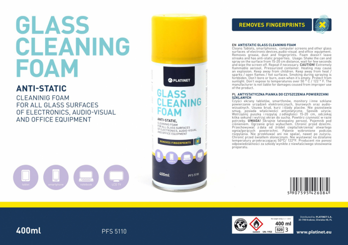 PLATINET PFS5110 GLASS CLEANING FOAM 400ML [3]
