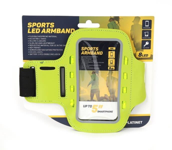 PLATINET SPORT ARMBRAND FOR SMARTPHONE GREEN WITH LED [2]