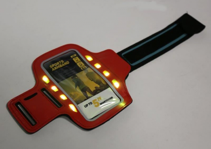 PLATINET SPORT ARMBRAND FOR SMARTPHONE RED WITH LED [4]