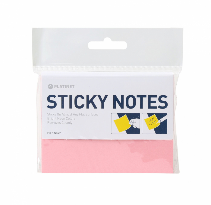 PLATINET STICKY NOTES PINK 75x100MM 100 SHEETS [2]