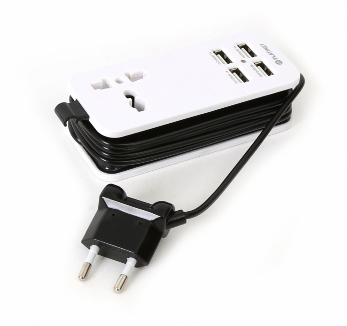 PLATINET TRAVEL CHARGER 4-PORT USB 4A + UK plug WHITE/BLACK [42886] [2]
