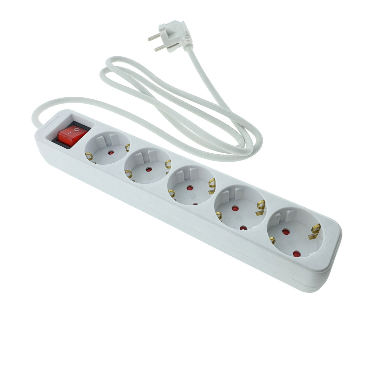 Prelungitor cu 5 prize schuko, Lanberg 42916, cu intrerupator, lungime 1,5 m, 2300W, contact de protectie, alb [1]