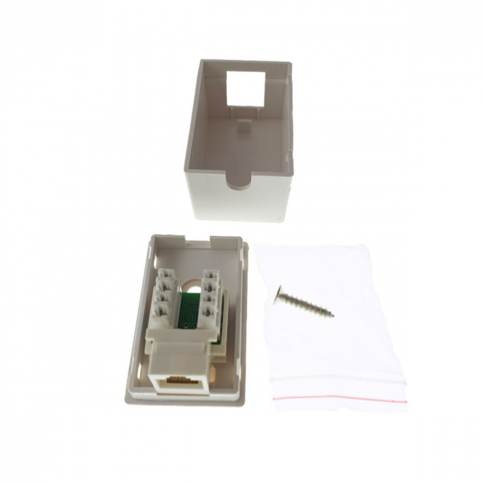 Priza cu port UTP 8P8C Cat.5e,echipata,din plastic,alba [2]
