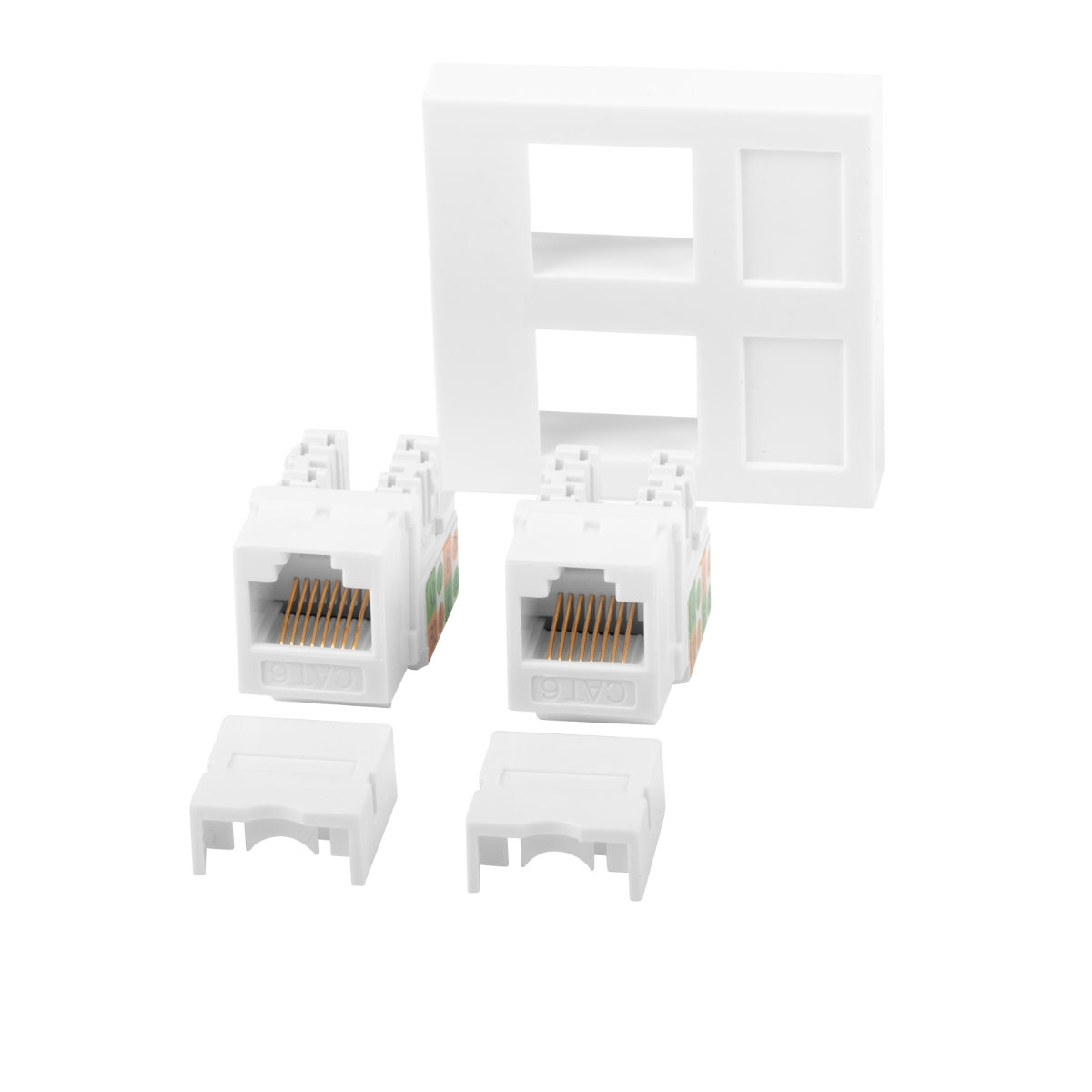 Priza dubla 2 x RJ45 , Lanberg 42390, fixare keystone, 2 x Cat 6 UTP, dimensiune panou 45 x 45 mm, modulara, alba [1]