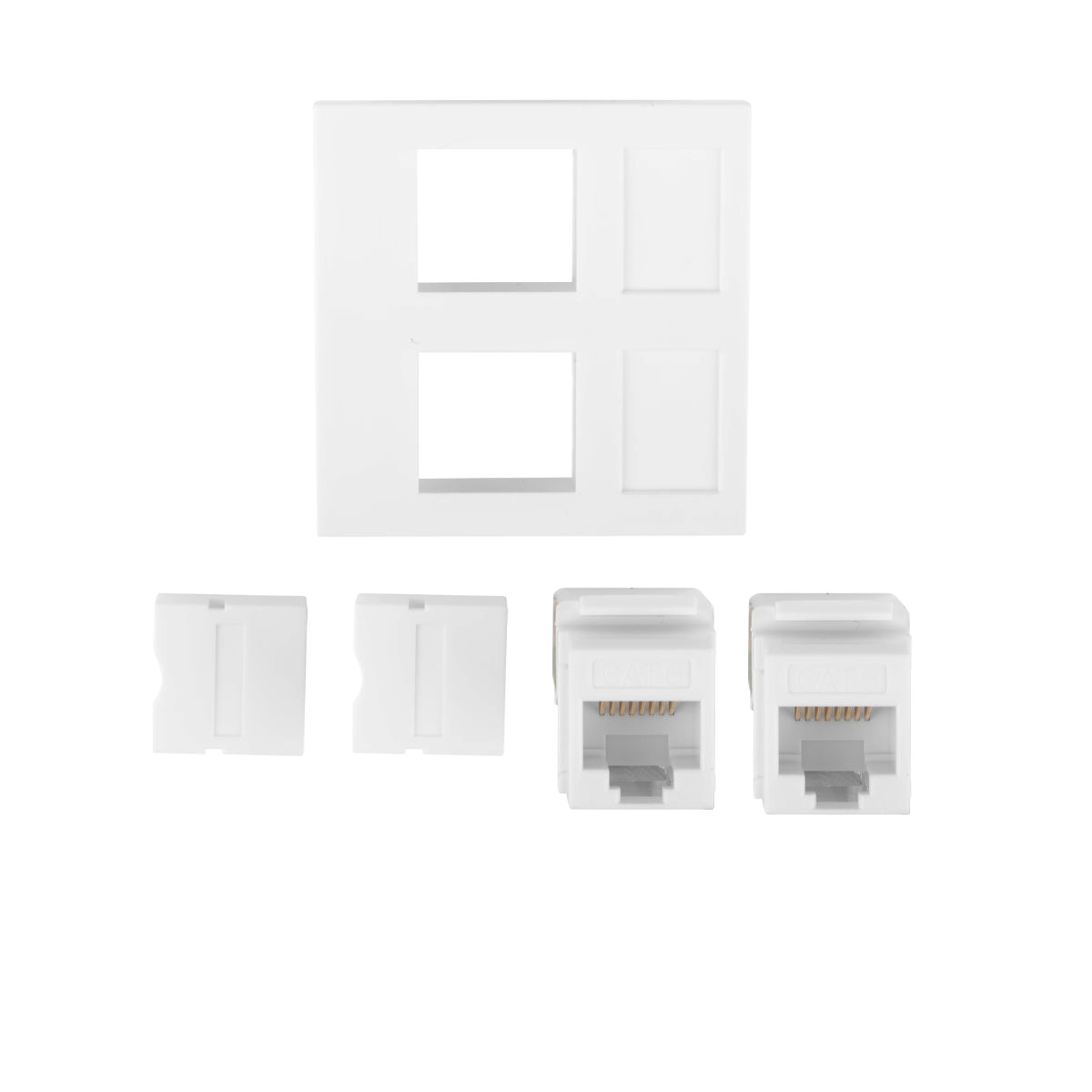 Priza dubla 2 x RJ45 , Lanberg 42390, fixare keystone, 2 x Cat 6 UTP, dimensiune panou 45 x 45 mm, modulara, alba [2]