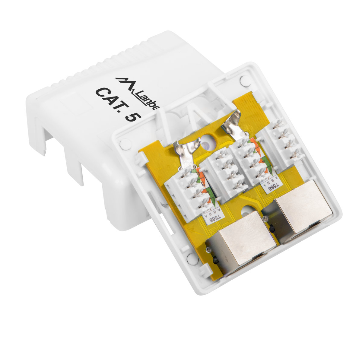 Priza dubla FTP cat 5e, ecranata, Lanberg 40428, montaj aparent, 2 x RJ45, alba [3]