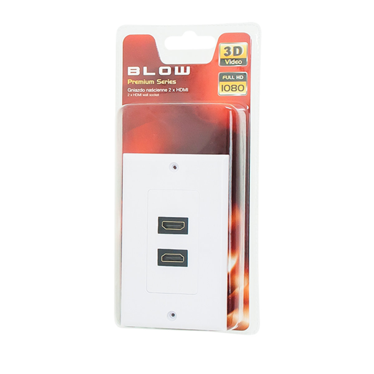 Priza dubla HDMI, Full HD 1080p, 3D, BLOW 05815 Premium Series, montabila pe perete, 70x115 mm, alba [6]