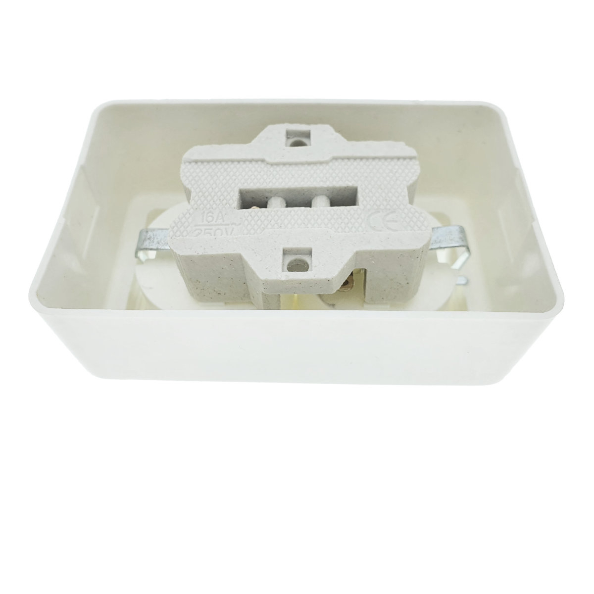 Priza dubla, montaj aparent, 16A, 250V, schuko, suport ceramic, alba [4]