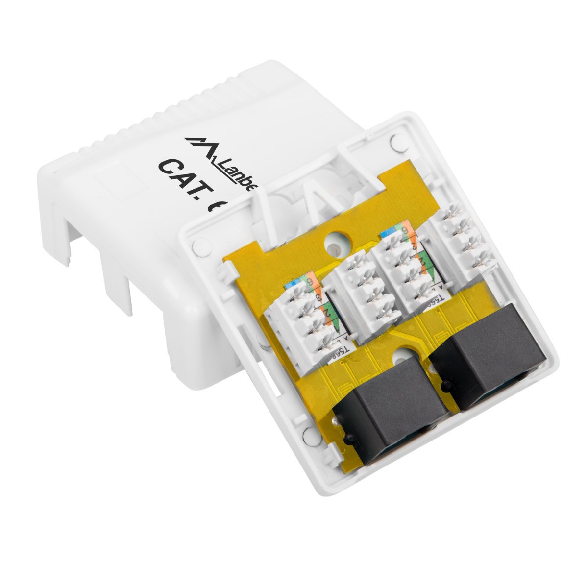 Priza dubla UTP cat 6, neecranata, Lanberg 40425, montaj aparent, 2 x RJ45, alba [6]