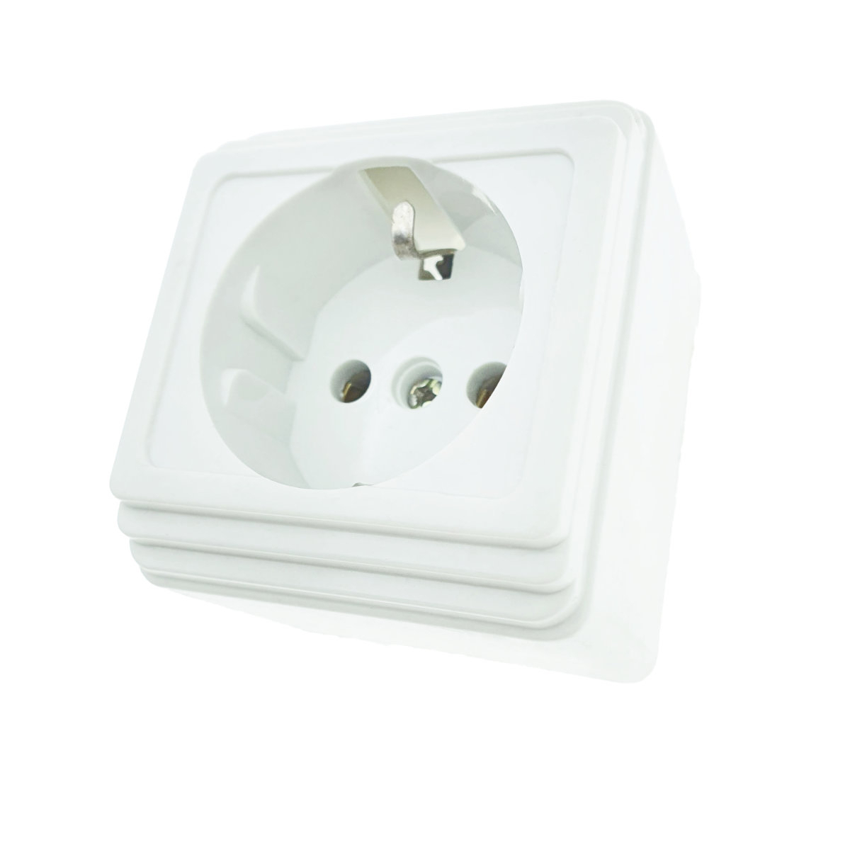 Priza electrica, montaj aparent, 16A, 250V, schuko, suport ceramic, alba [7]
