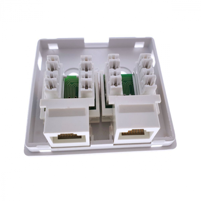 Priza UTP cat5 dubla, echipata, montaj aparent, din plastic, alba [5]