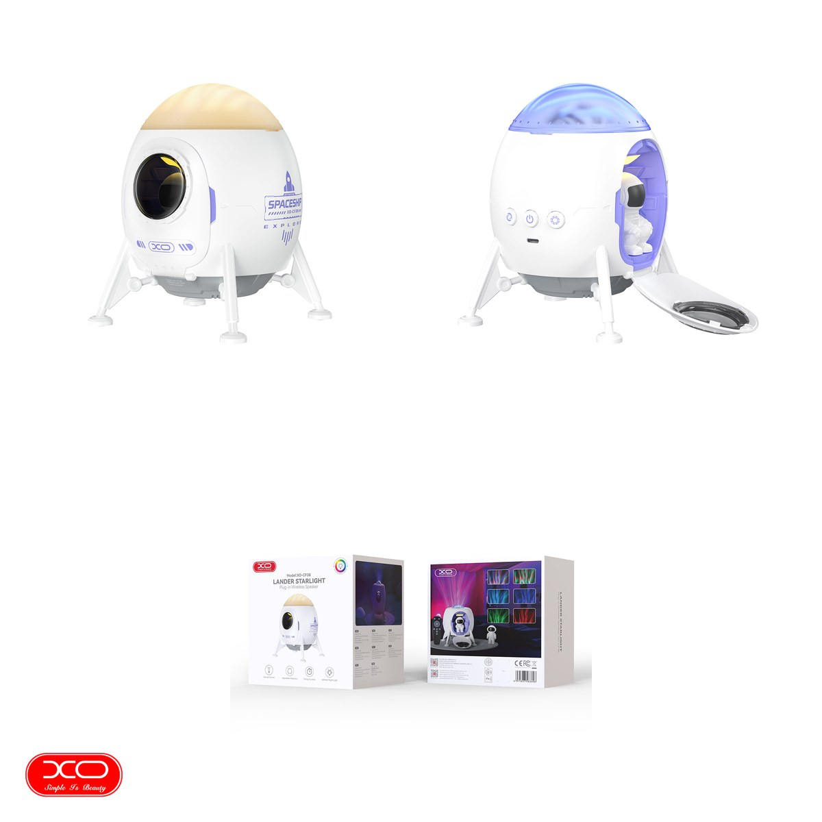 Proiector lumina ambientala XO CF38 Star Galaxy, LED RGB 100lm, cu boxa Bluetooth 10W, cu telecomanda, dimensiuni 145 x 112 x 111mm, Alb [4]