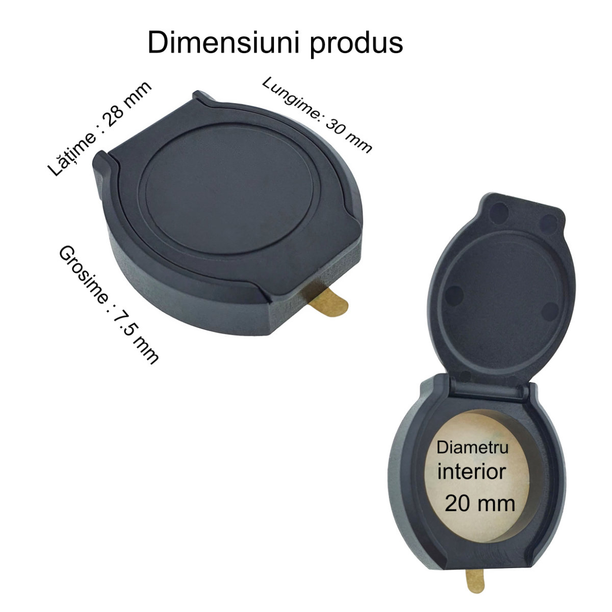 Protectie Camera Web, cu capac, 30 x 28 mm, diametru interior 20 mm, neagra [2]