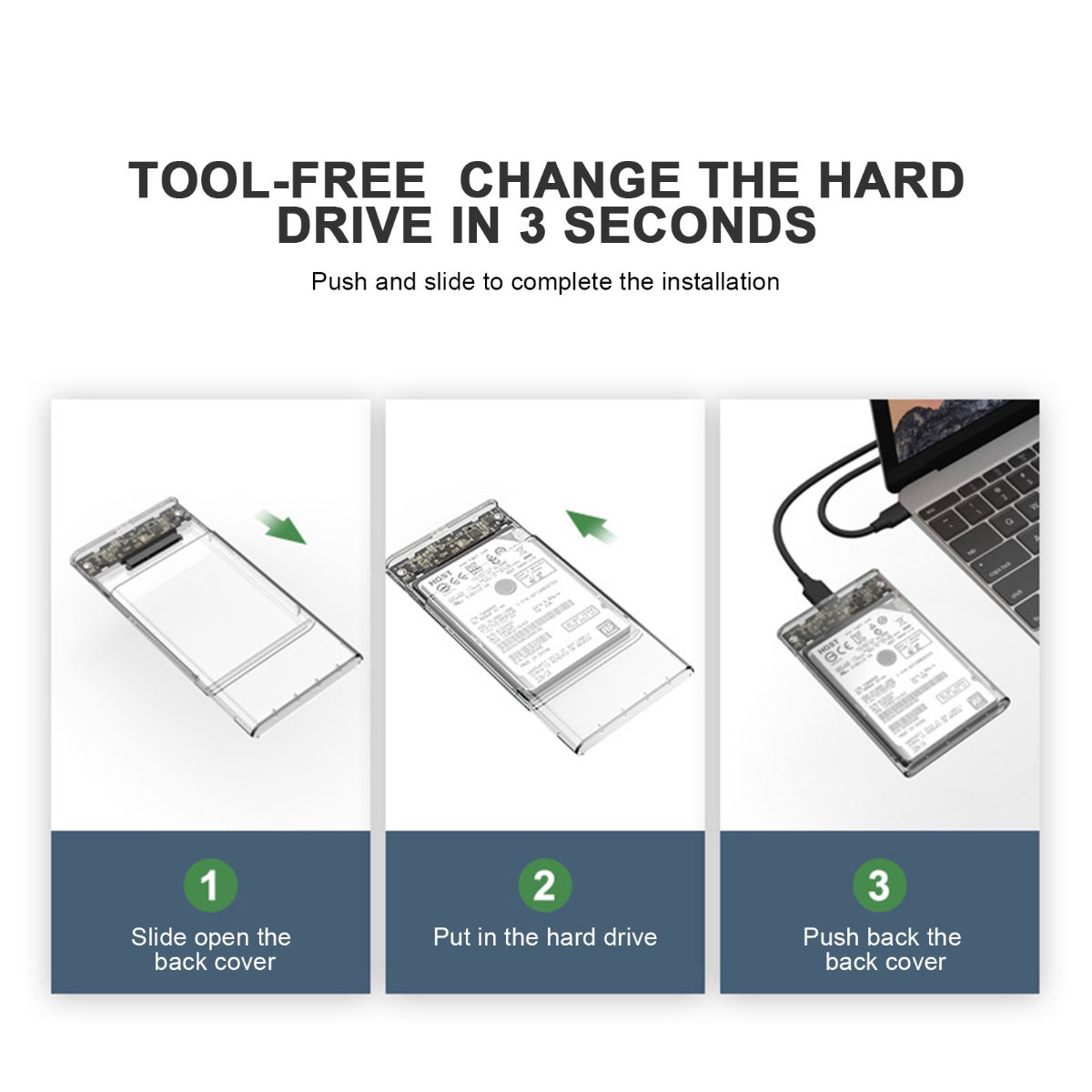 Rack extern pentru HDD/SSD 2.5 inch, USB 3.0, SATA, capacitate pana la 4TB, transparent [4]