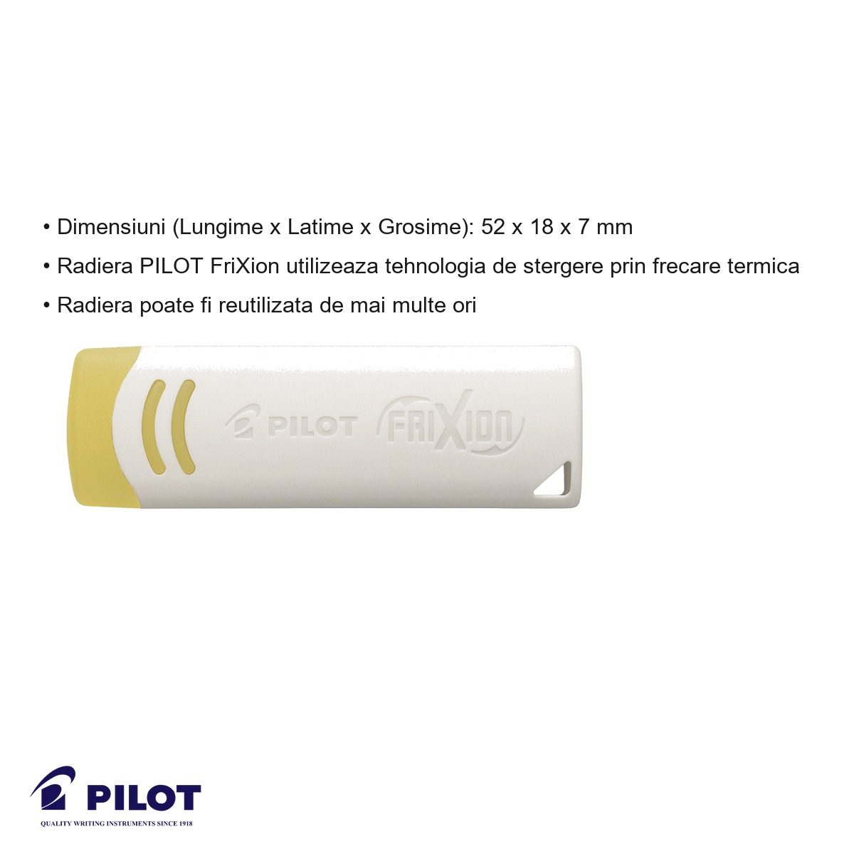 Radiera alba Pilot FriXion, stergere termica, compatibila cu rollere FriXion [3]