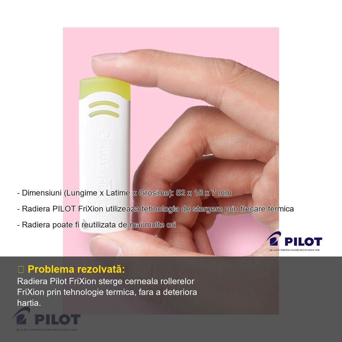 Radiera Pilot FriXion albastra, stergere termica, pentru rollere FriXion [2]