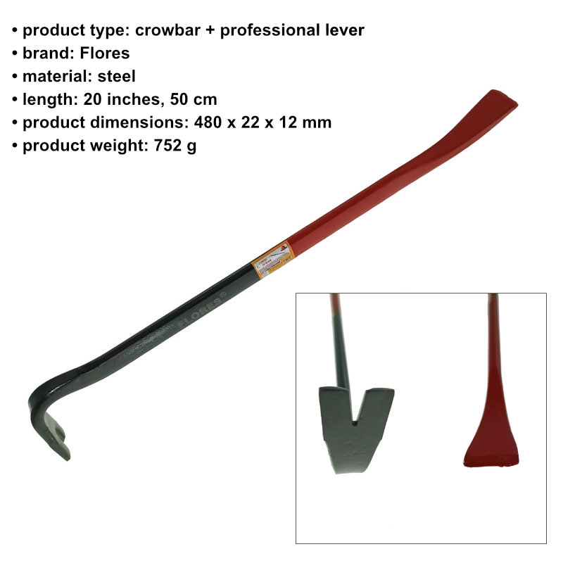 Ranga cu levier profesional, lungime 50cm, 0.75 Kg, Flores FS-10810, rosu cu negru [6]
