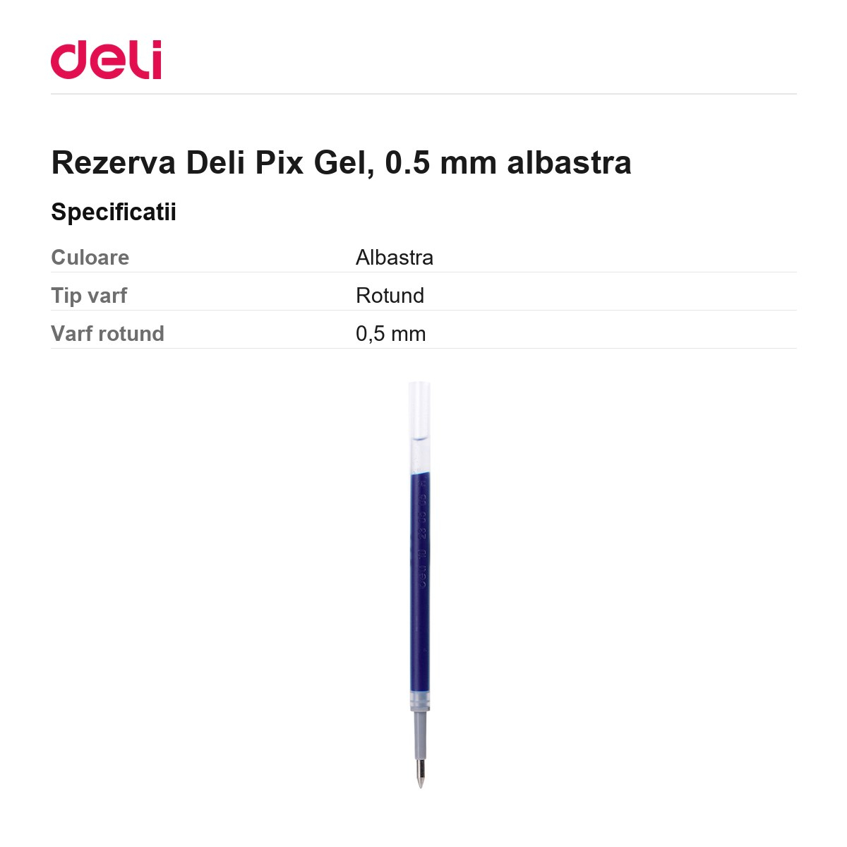 Rezerva Deli Pix Gel, 0.5 mm albastra [3]